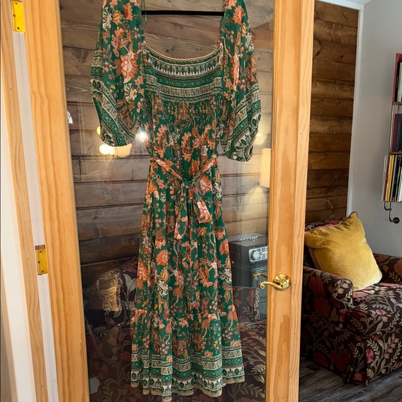 Flying Tomato Green and Orange Floral Long Sleeve Dress - Picture 2 of 4